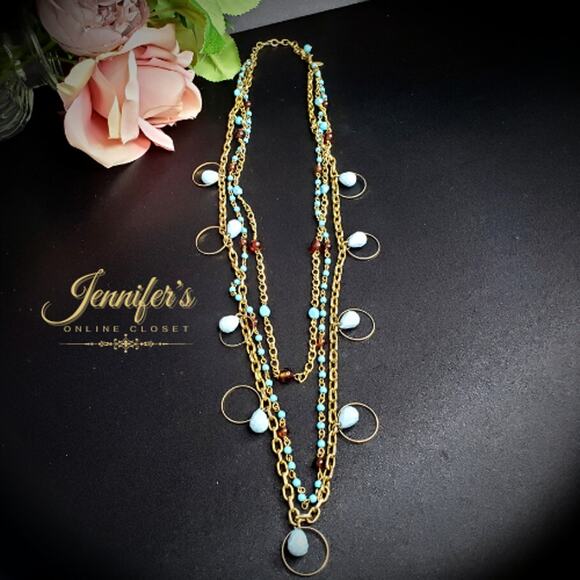 Joan Rivers Gold Tone & Turquoise Layered Necklace - Picture 7 of 11